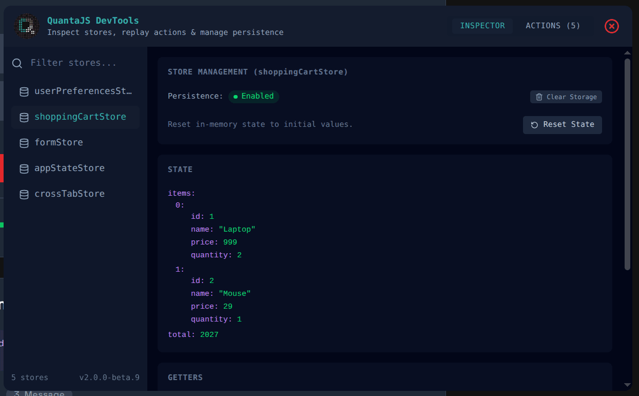 DevTools Store Inspector
